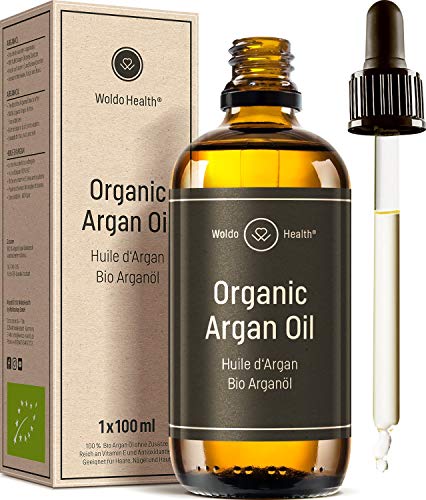 Bio Arganöl kaltgepresst für Gesicht, Haut & Haare 100ml - ohne Zusätze mit Pipette